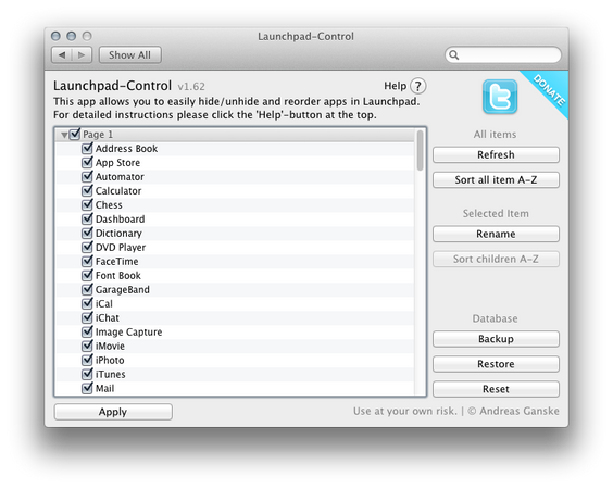 Det er enkelt å fjerne applikasjonene man ikke vil vise på Launchpad. Vi fjernet programmer som avinstalleringslenker og programmer vi aldri bruker.